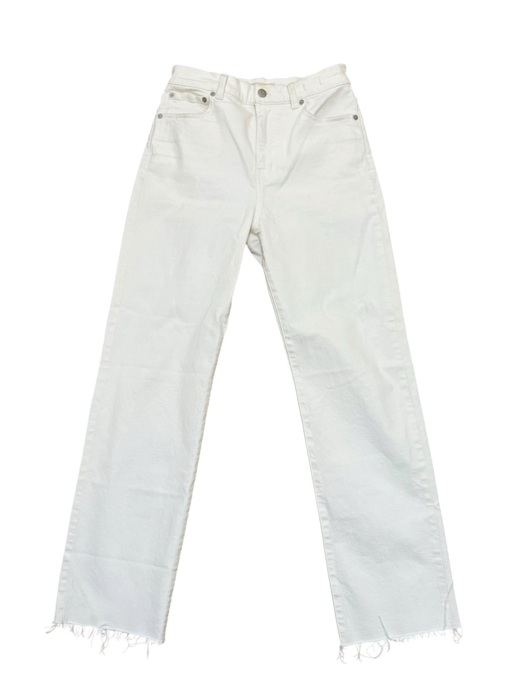 Madewell Off-White Straight-Leg Jeans with Frayed Hem